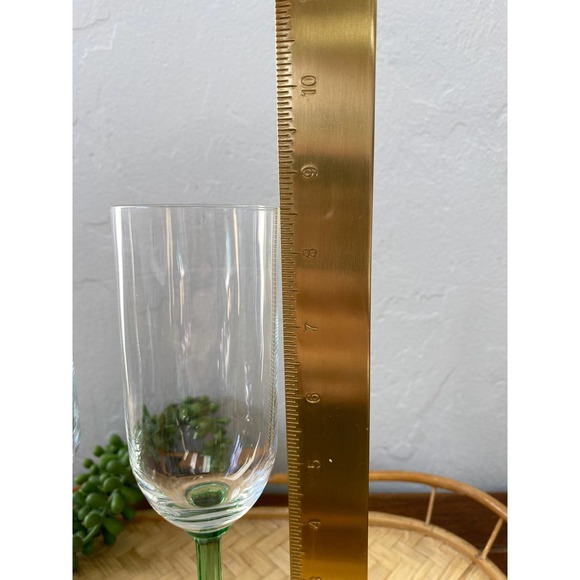 Set of 3 Teal Green Stemmed Champagne Flutes - Picture 3 of 3